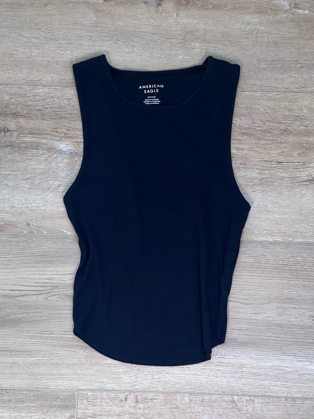 American Eagle Outfitters Black Ribbed Scoop Tank